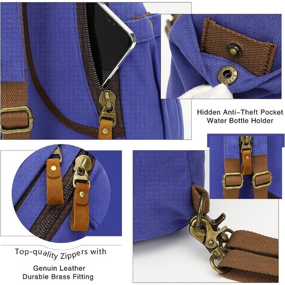 Women Small Casual Canvas Sling Crossbody Shoulder Backpack main image 6